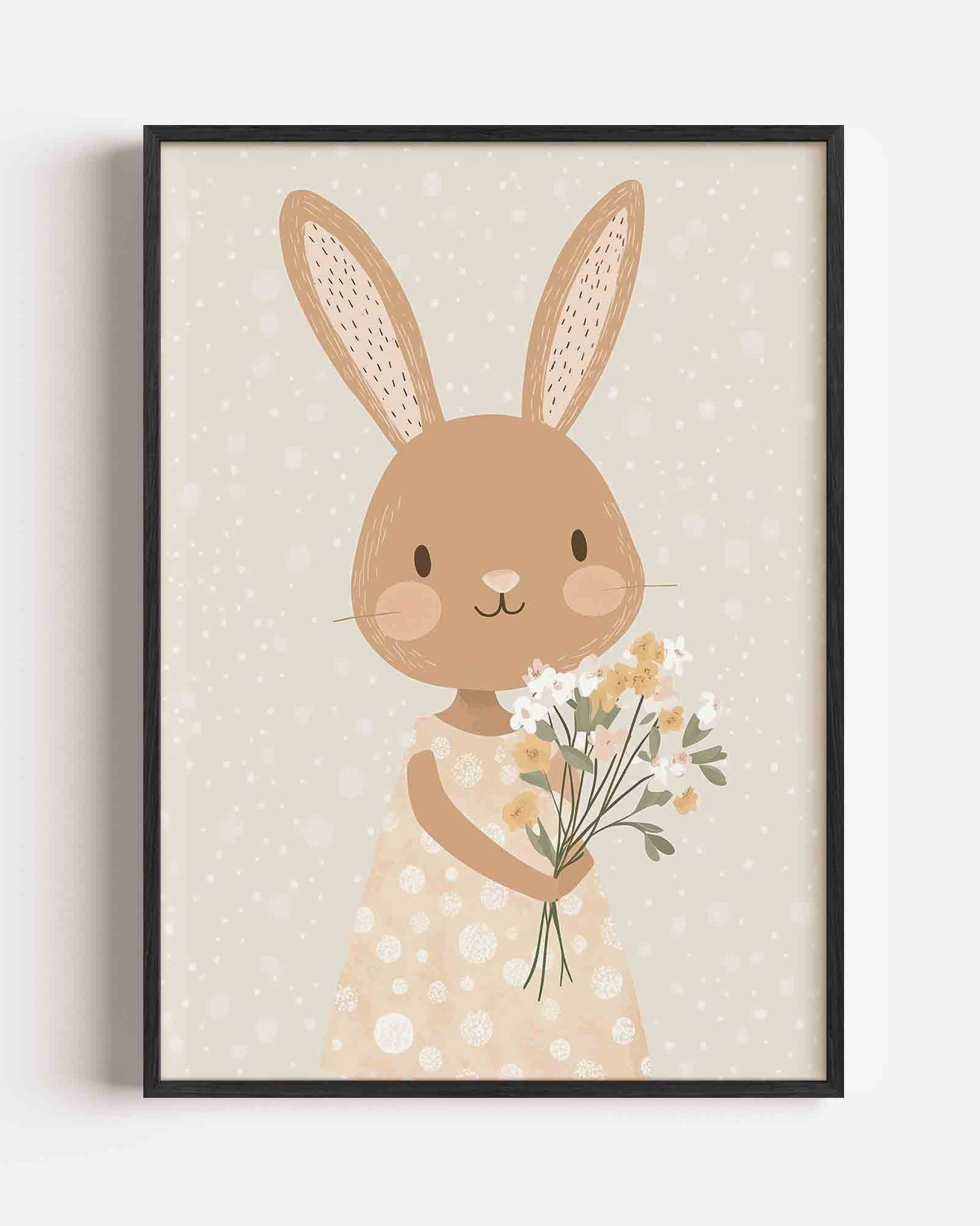 Konijn met bloemen Poster