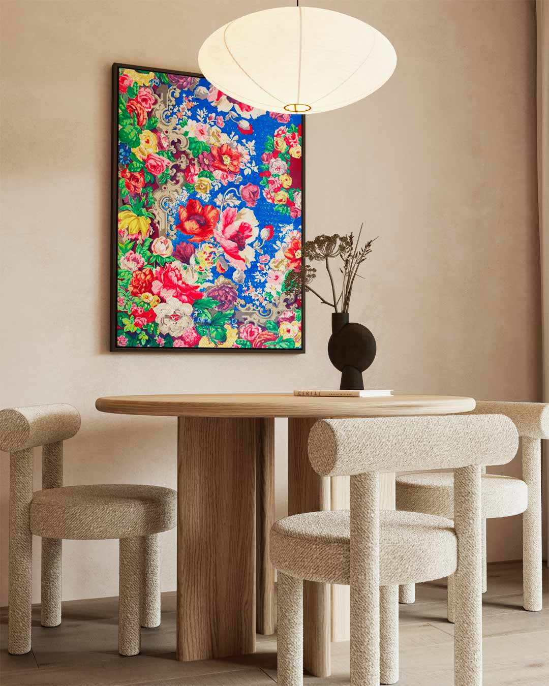 Bloemenpracht op Blauw Kunstwerk-canvas-dibond-plexiglas-wanddecoratie-WallArtistic