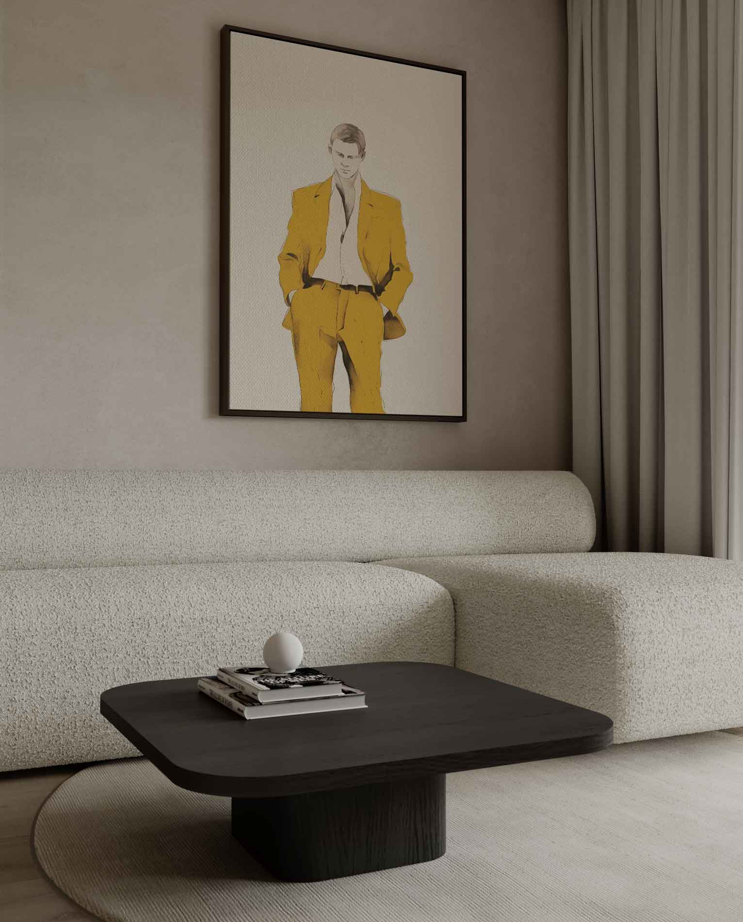 Elegante Stijl in Geel Kunstwerk-canvas-dibond-plexiglas-wanddecoratie-WallArtistic