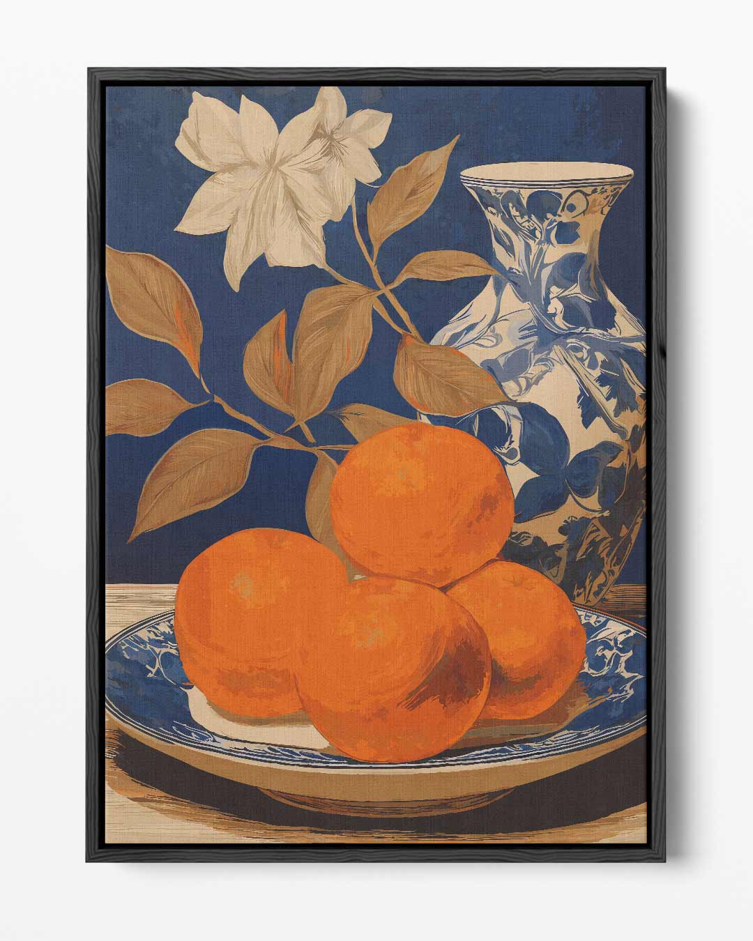 Stilleven met Sinaasappels en Vaas Kunstwerk-canvas-dibond-plexiglas-wanddecoratie-WallArtistic