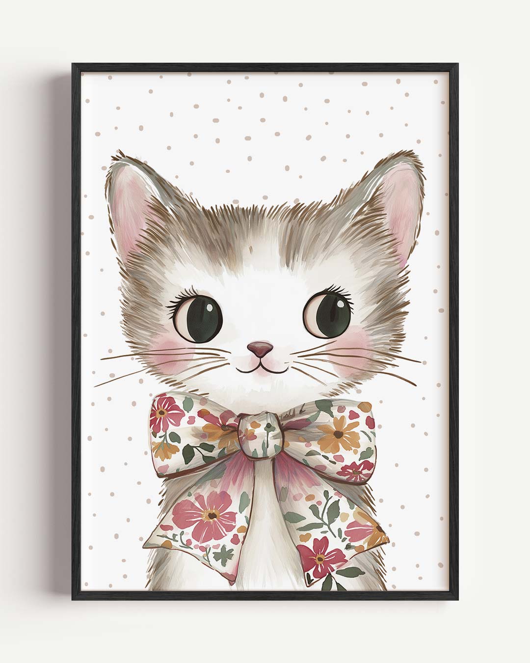 Schattige Kitten Poster met Bloemenstrik Poster