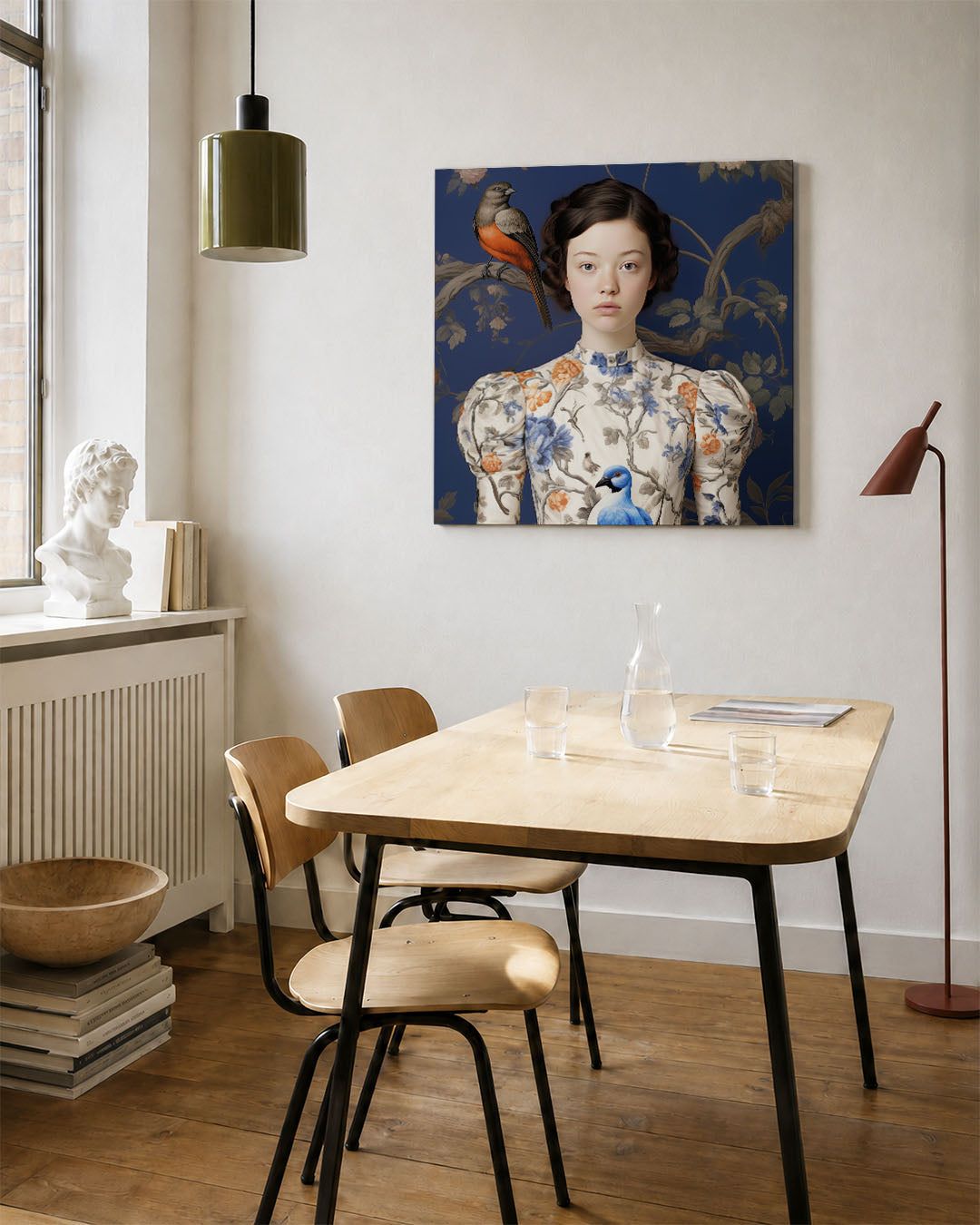 Vogels en bloemen portret Kunstwerk