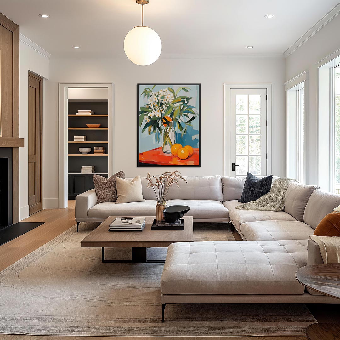 Bloemen en citrus Kunstwerk