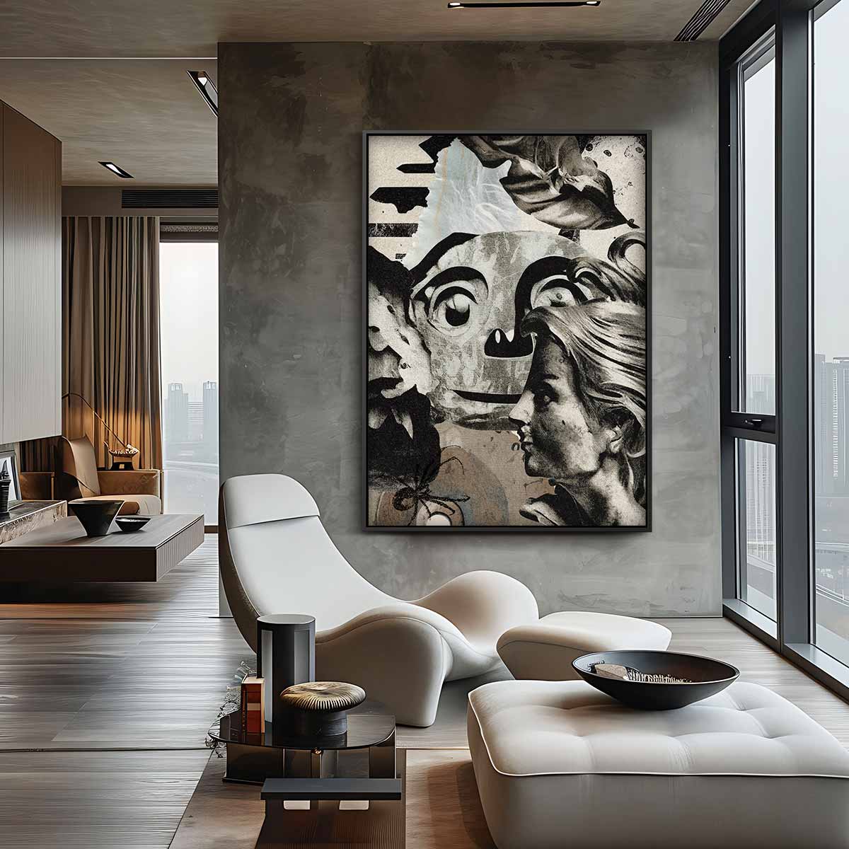Speelse Blikvangers Collage Kunstwerk-canvas-dibond-plexiglas-wanddecoratie-WallArtistic