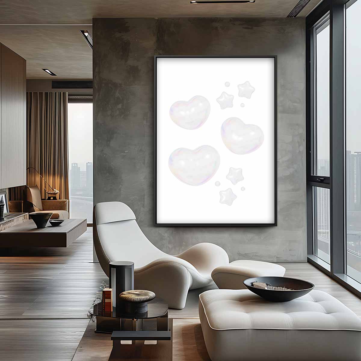 Magische Hartjes en Sterren Kunstwerk-canvas-dibond-plexiglas-wanddecoratie-WallArtistic