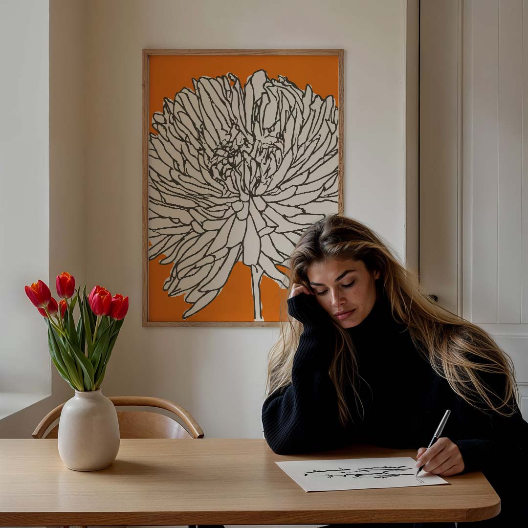 Bloemendroom in Oranje Poster-WallArtistic