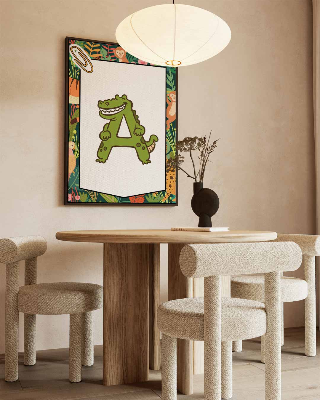 Alfabet Krokodil Kunstwerk Kinderkamer Kunstwerk-canvas-dibond-plexiglas-wanddecoratie-WallArtistic