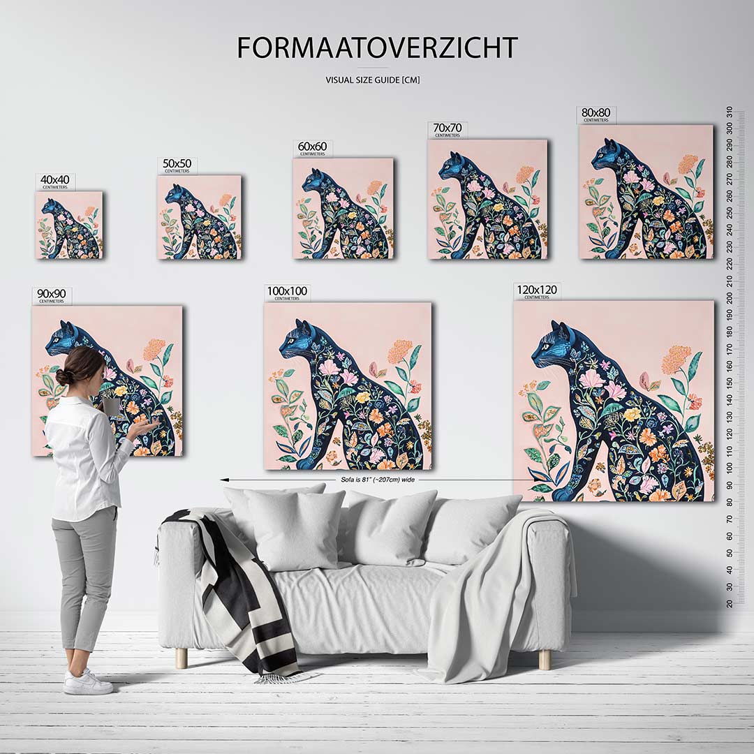Floraal kattenportret Kunstwerk
