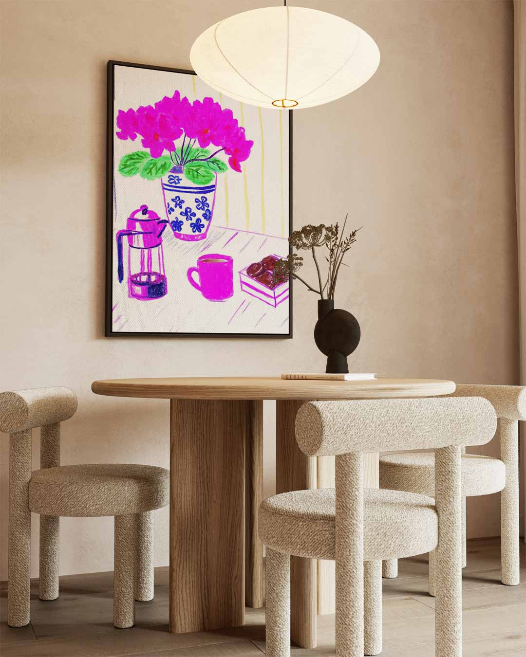 Kleurrijk Ontbijt Tafereel Kunstwerk-canvas-dibond-plexiglas-wanddecoratie-WallArtistic