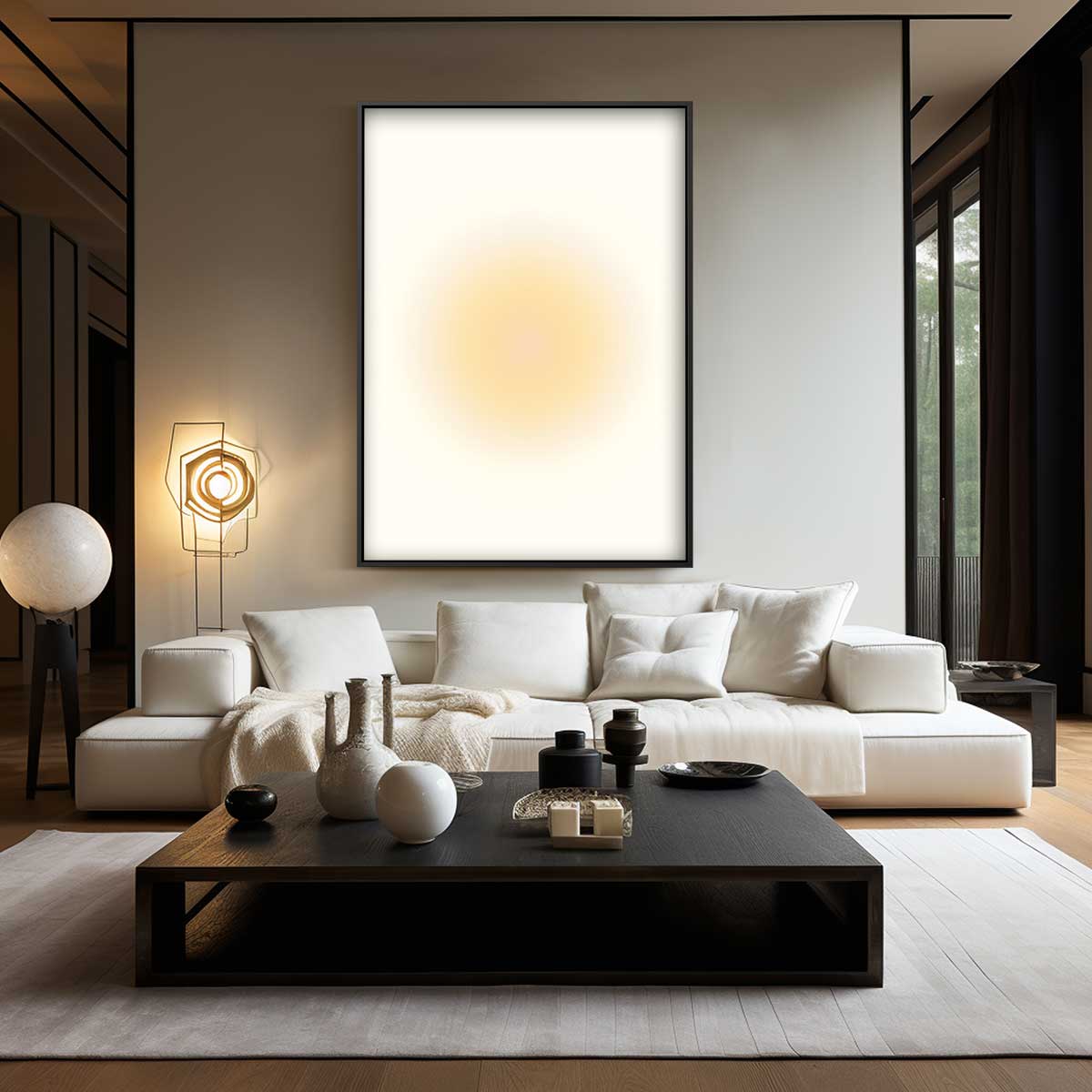 Zonsopgang Aquarel Cirkel Kunstwerk-canvas-dibond-plexiglas-wanddecoratie-WallArtistic