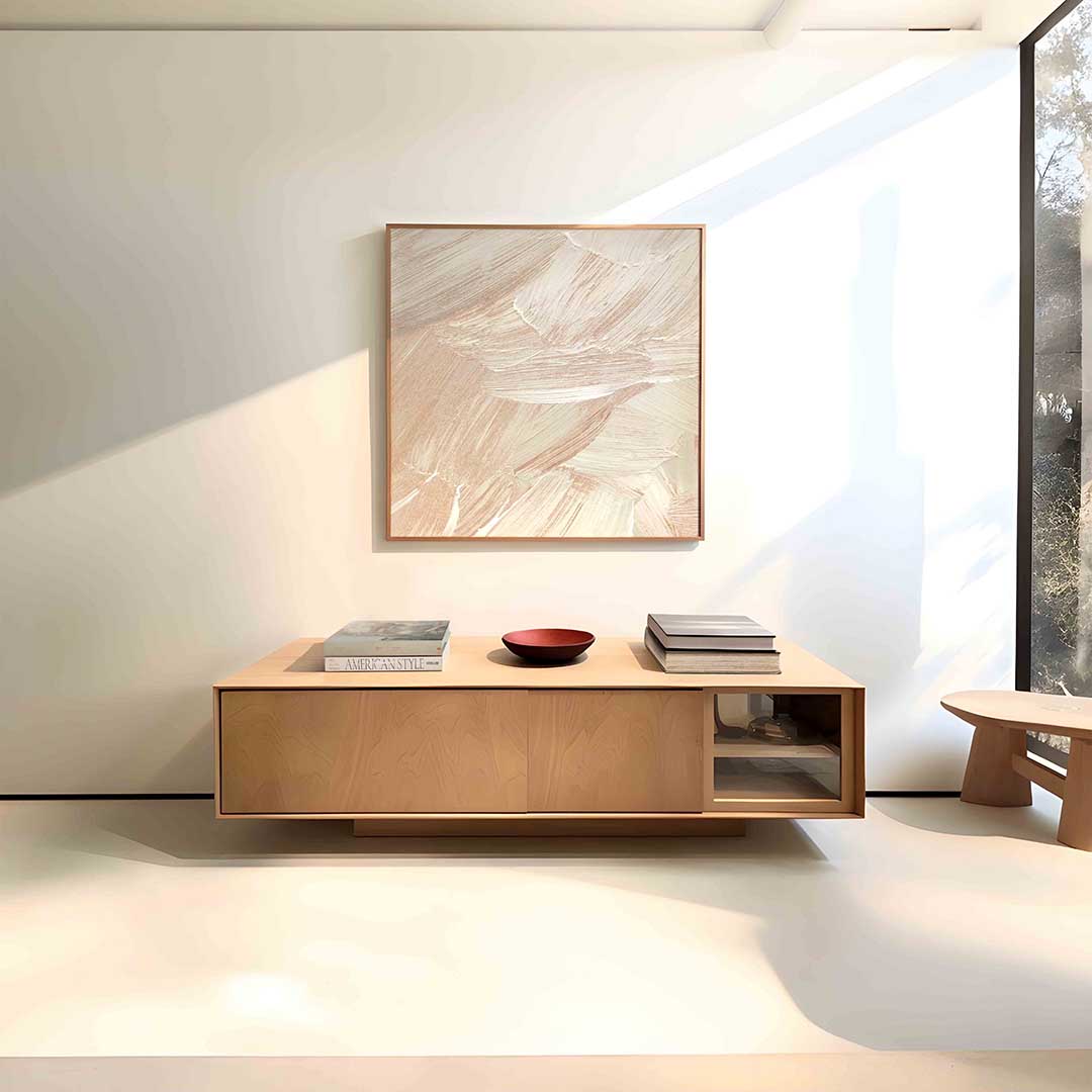 Abstracte beige penseelstreken Poster