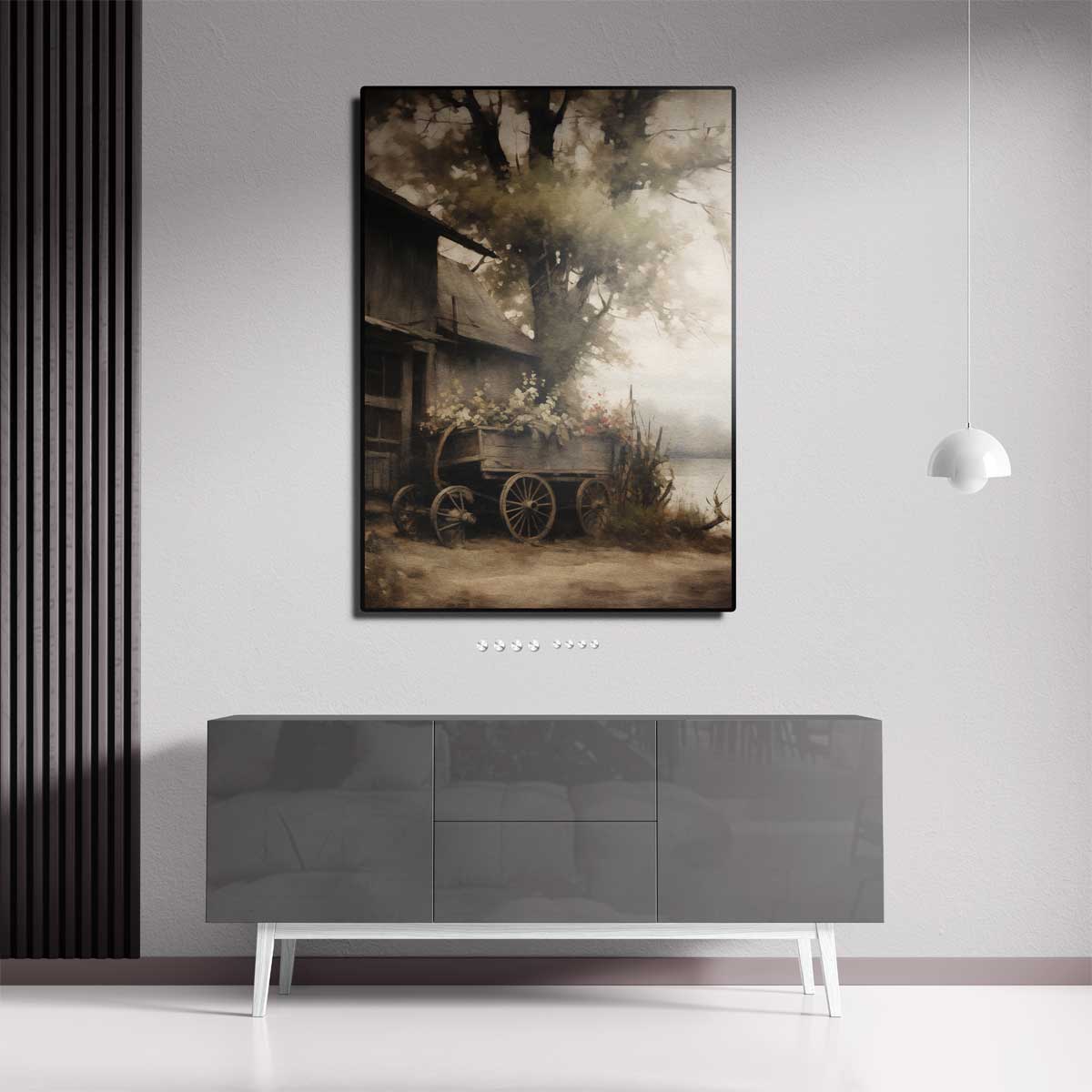 De Rustieke Bloemenkar Kunstwerk-canvas-dibond-plexiglas-wanddecoratie-WallArtistic