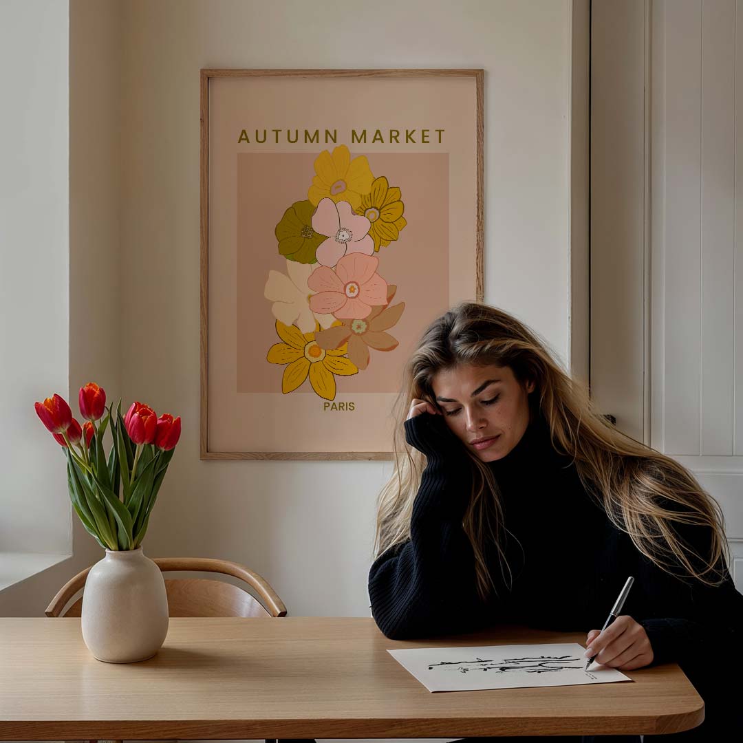 Herfstmarkt Bloemenposter-WallArtistic