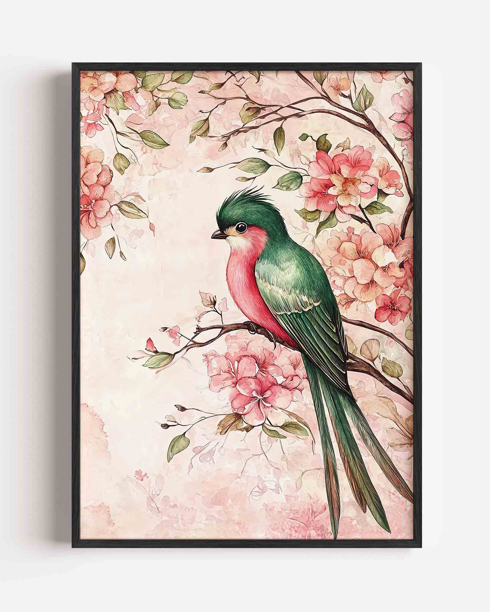Vogel en bloemen Poster
