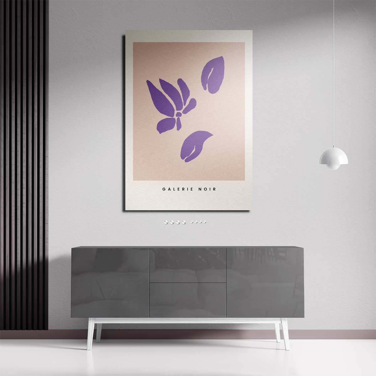 Paarse Bladmotieven op Zachte Achergrond Kunstwerk-canvas-dibond-plexiglas-wanddecoratie-WallArtistic