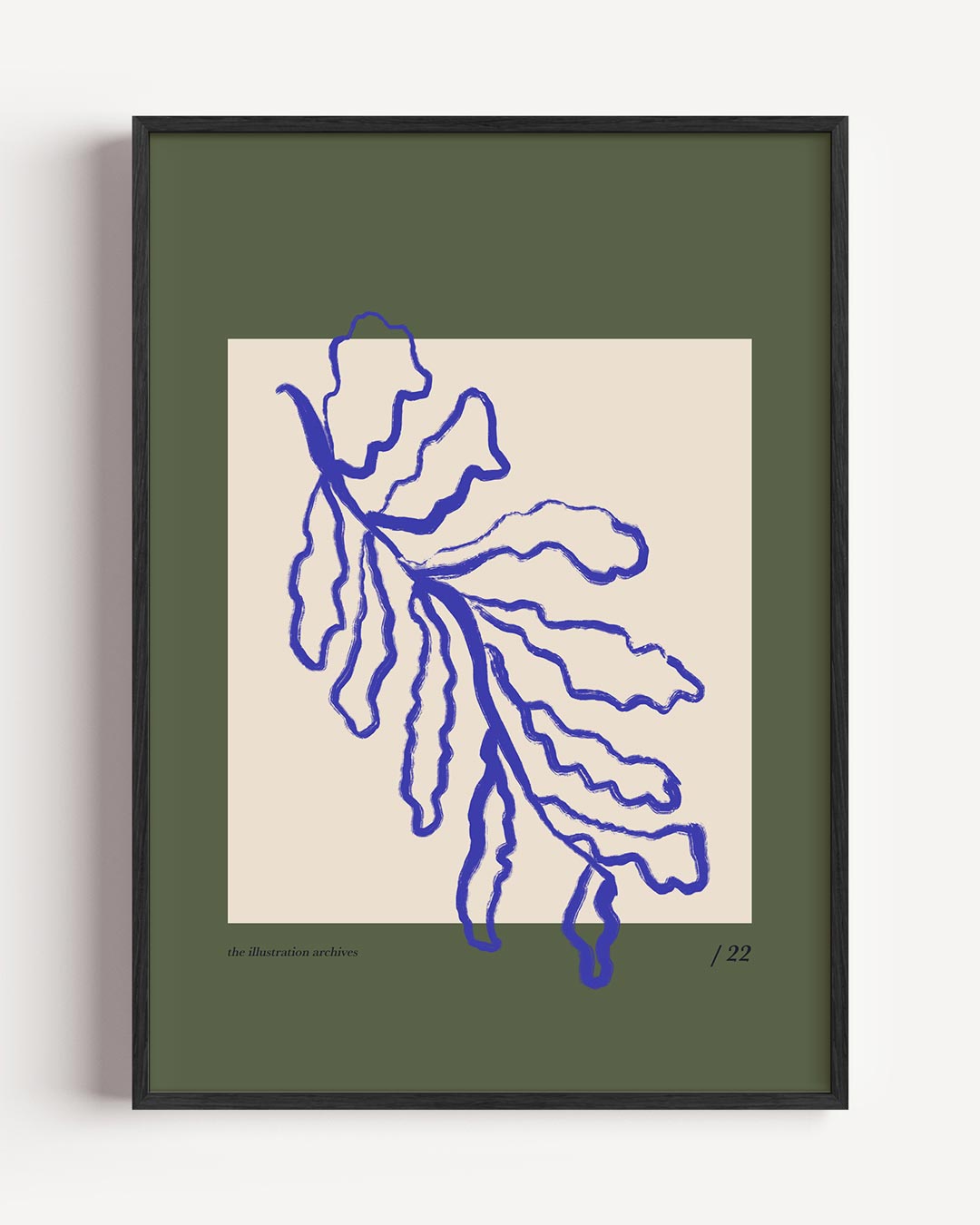 Botanische Kunstposter met Blauwe Accenten Poster-WallArtistic
