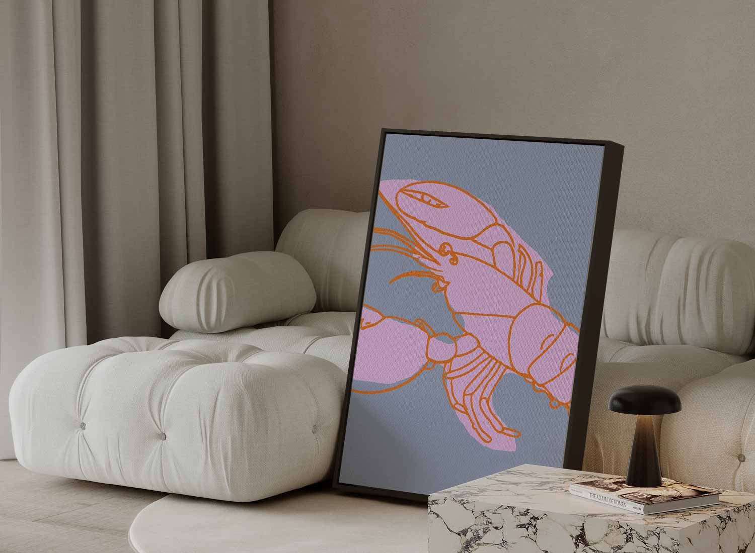 Kleurrijke Krabillustratie Kunstwerk-canvas-dibond-plexiglas-wanddecoratie-WallArtistic