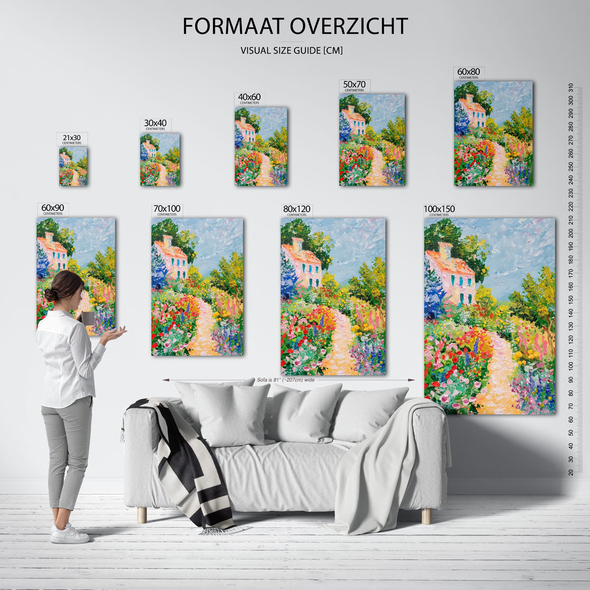 Bloemen en huis Poster