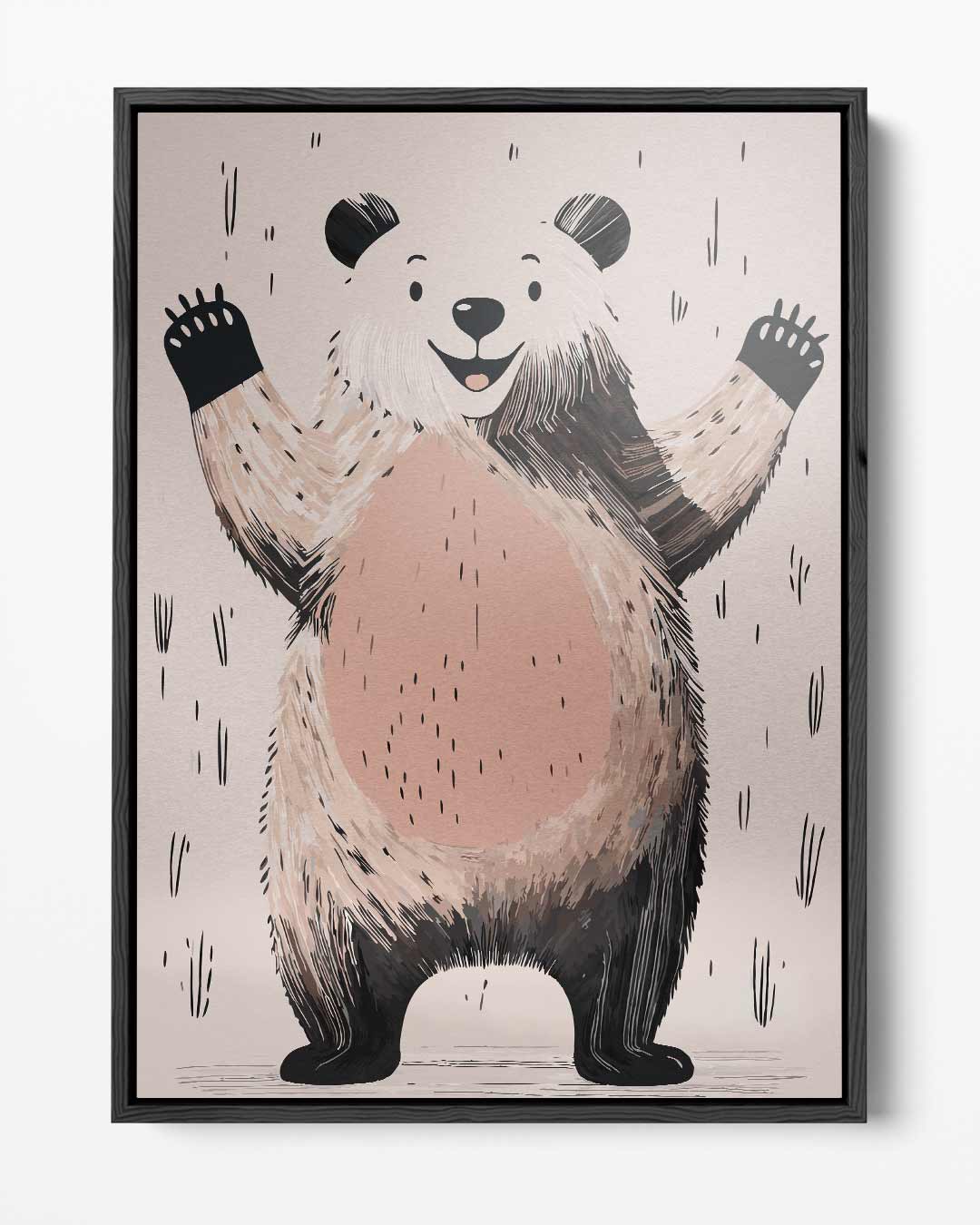 Vrolijke Panda Illustratie Kunstwerk-canvas-dibond-plexiglas-wanddecoratie-WallArtistic
