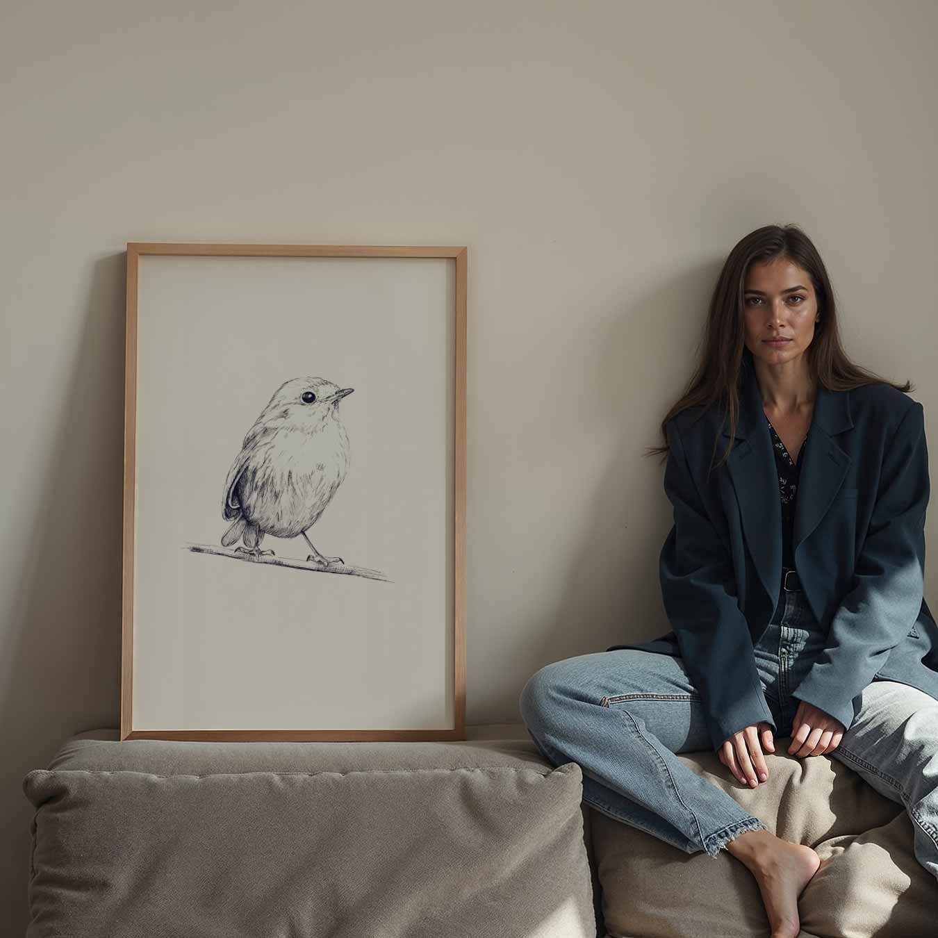 Schattige Vogel Illustratie Poster