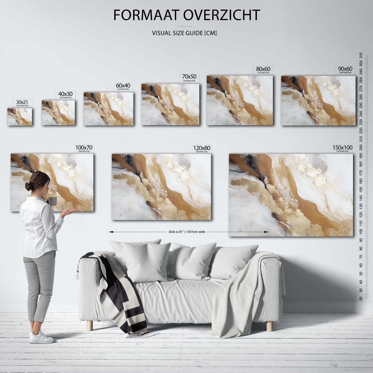 Abstracte beige en bruine Poster