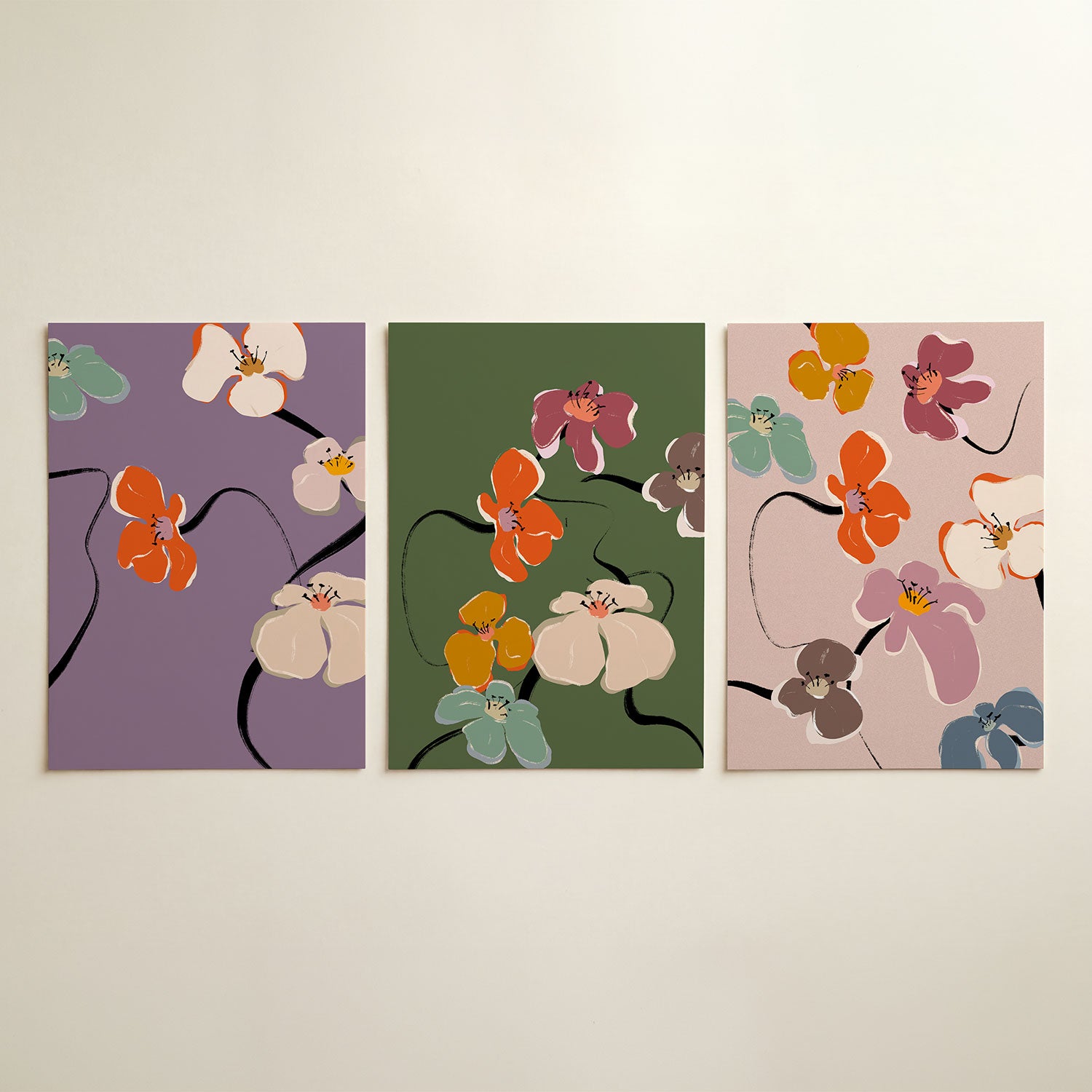 Bloemrijke lijnen Posterset