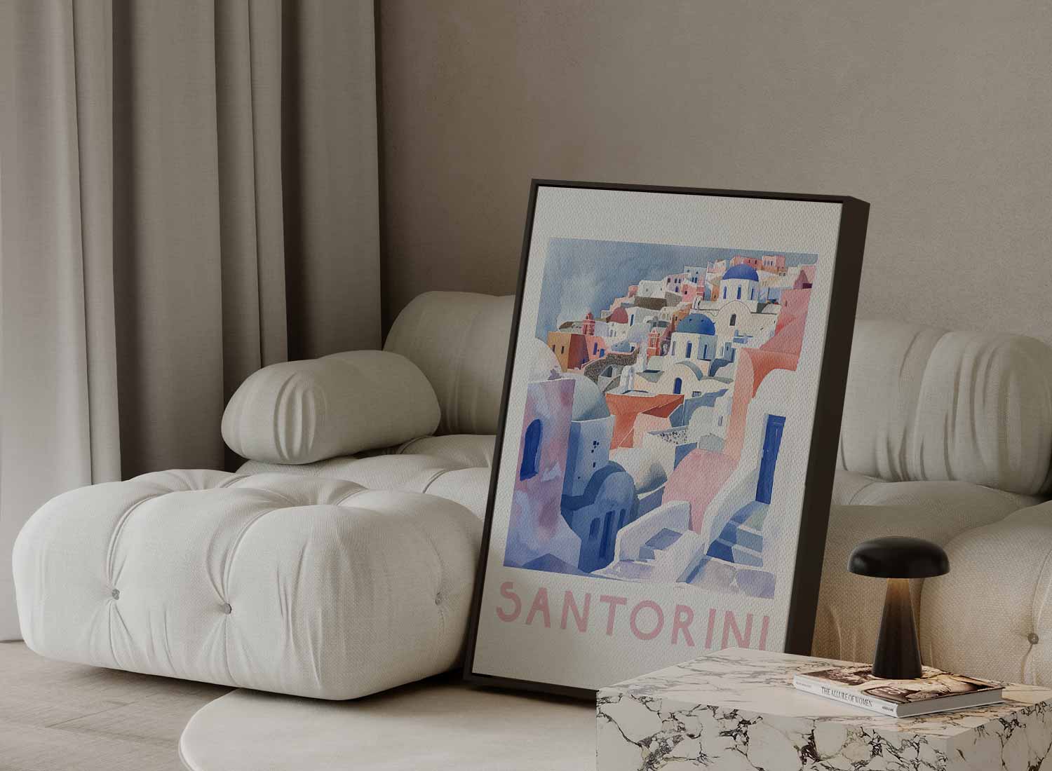 Santorini Droomlandschap Kunstwerk-canvas-dibond-plexiglas-wanddecoratie-WallArtistic