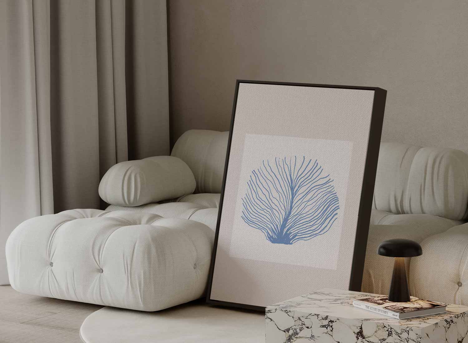 Blauwe Zeeventilator Kunstprint Kunstwerk-canvas-dibond-plexiglas-wanddecoratie-WallArtistic
