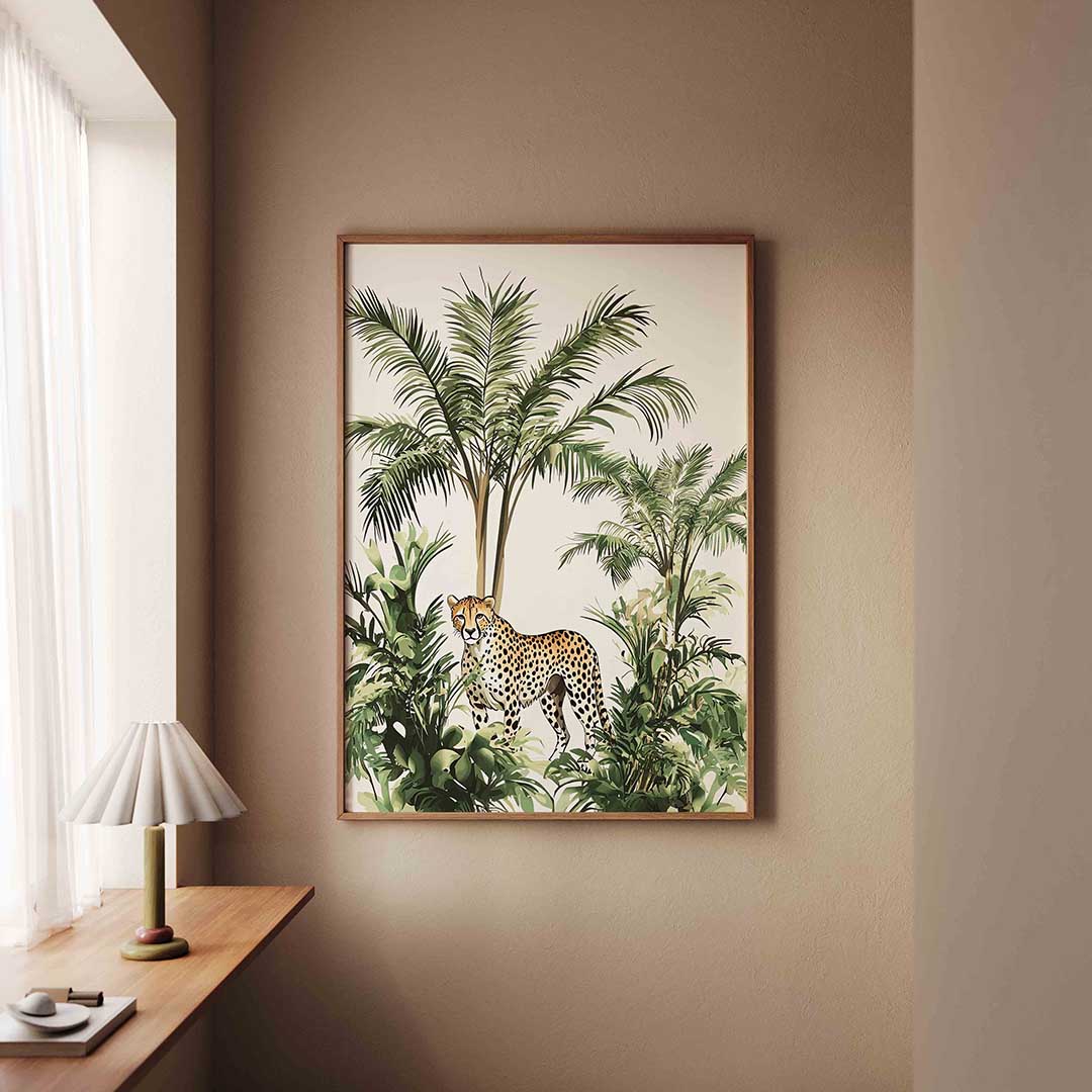 Luipaard en palmbomen Poster