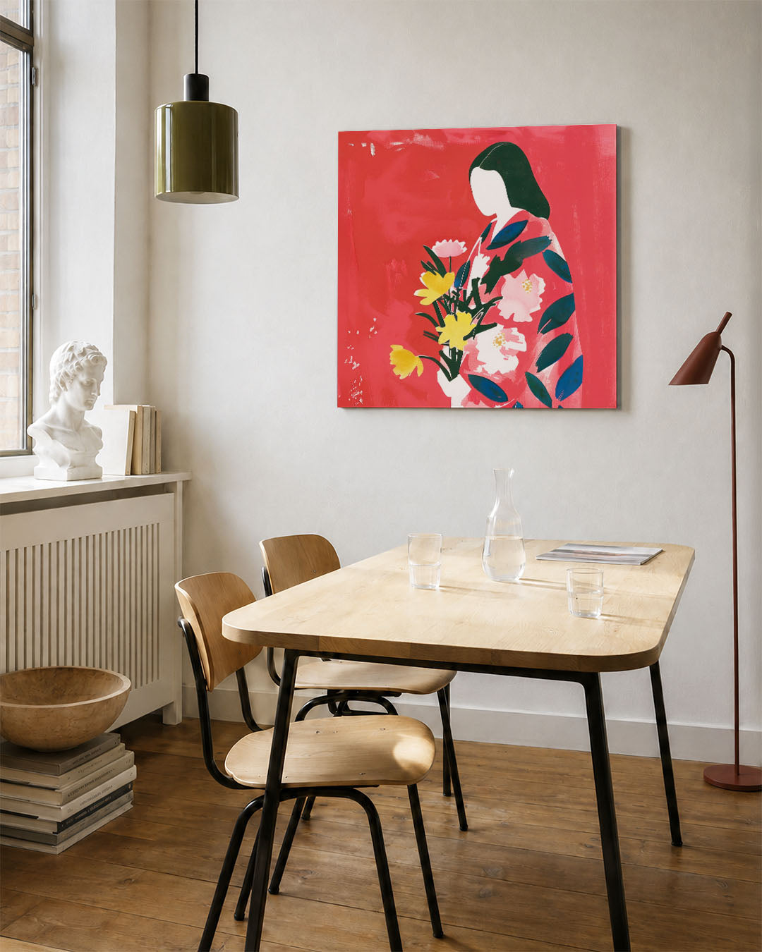 Vrouw met bloemen Kunstwerk