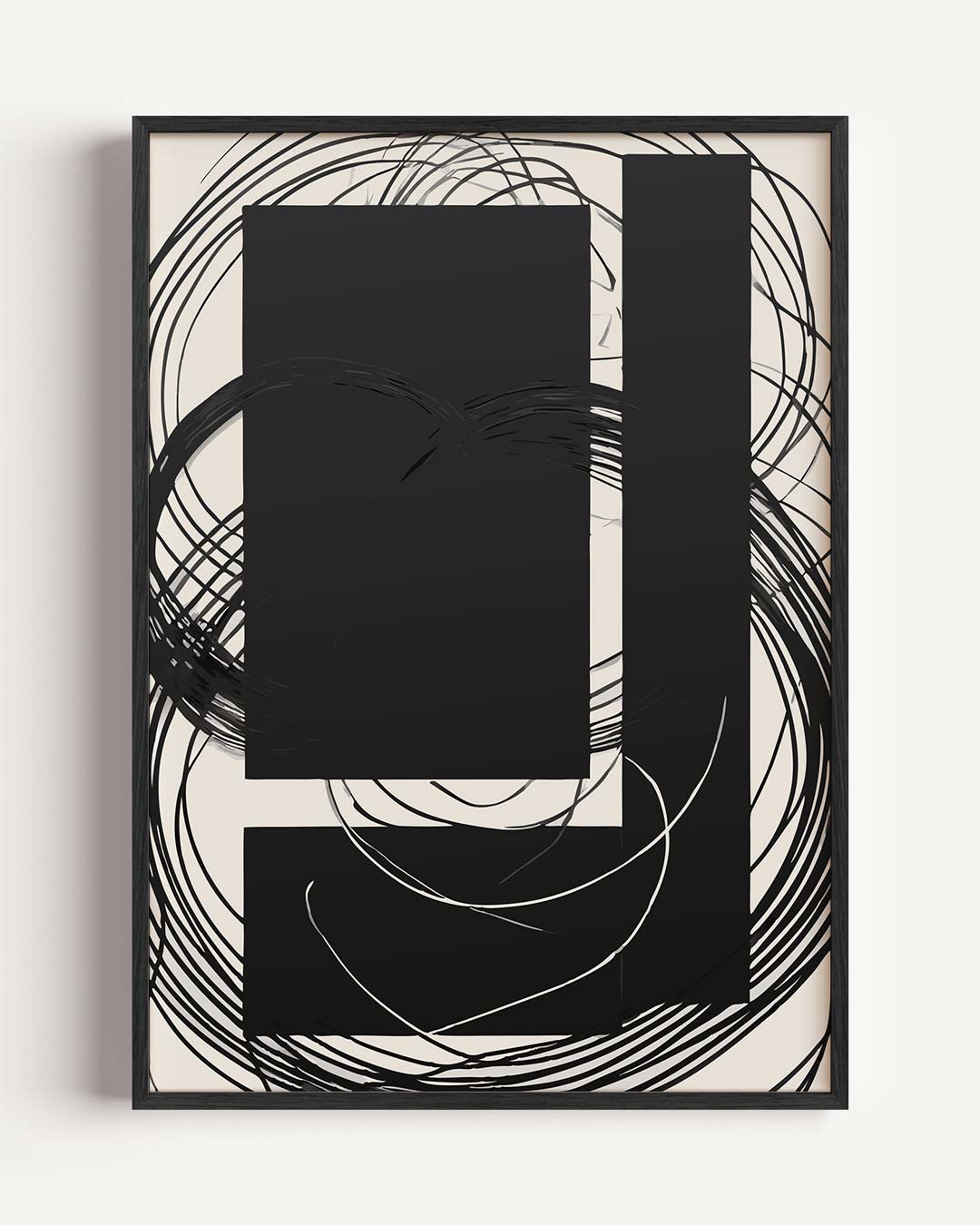 Abstracte Chaos in Zwart Poster