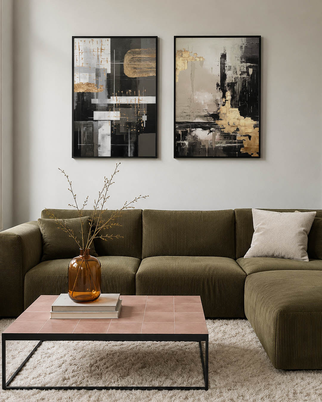Goud en grijs harmonie Posterset