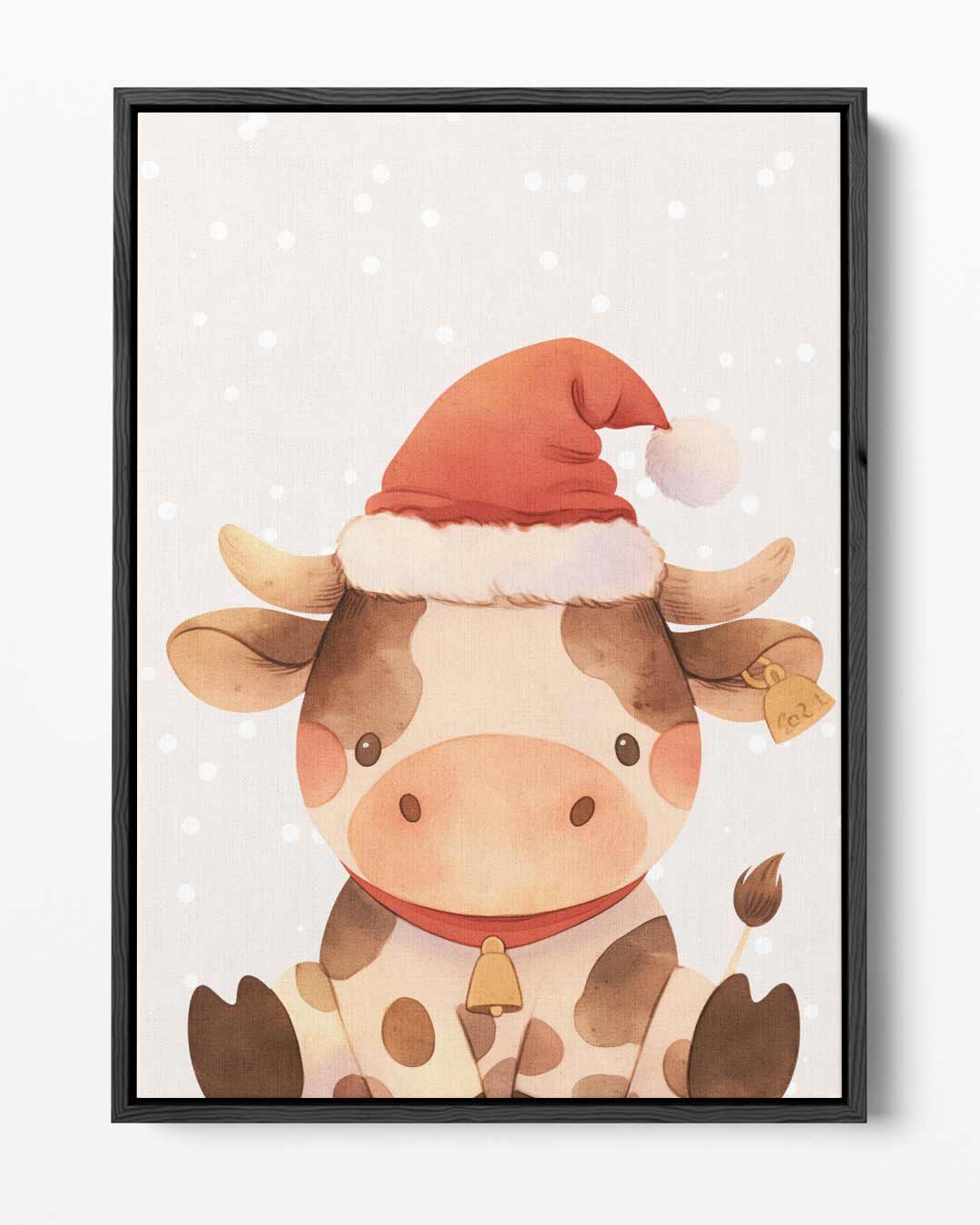 Kerstkoe Illustratie Kunstwerk-canvas-dibond-plexiglas-wanddecoratie-WallArtistic