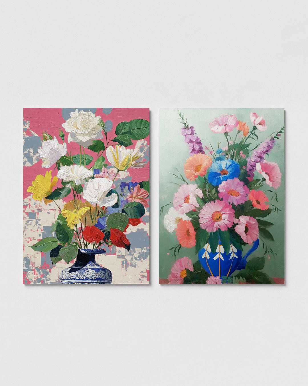 Bloemrijke kleurvlakken Posterset