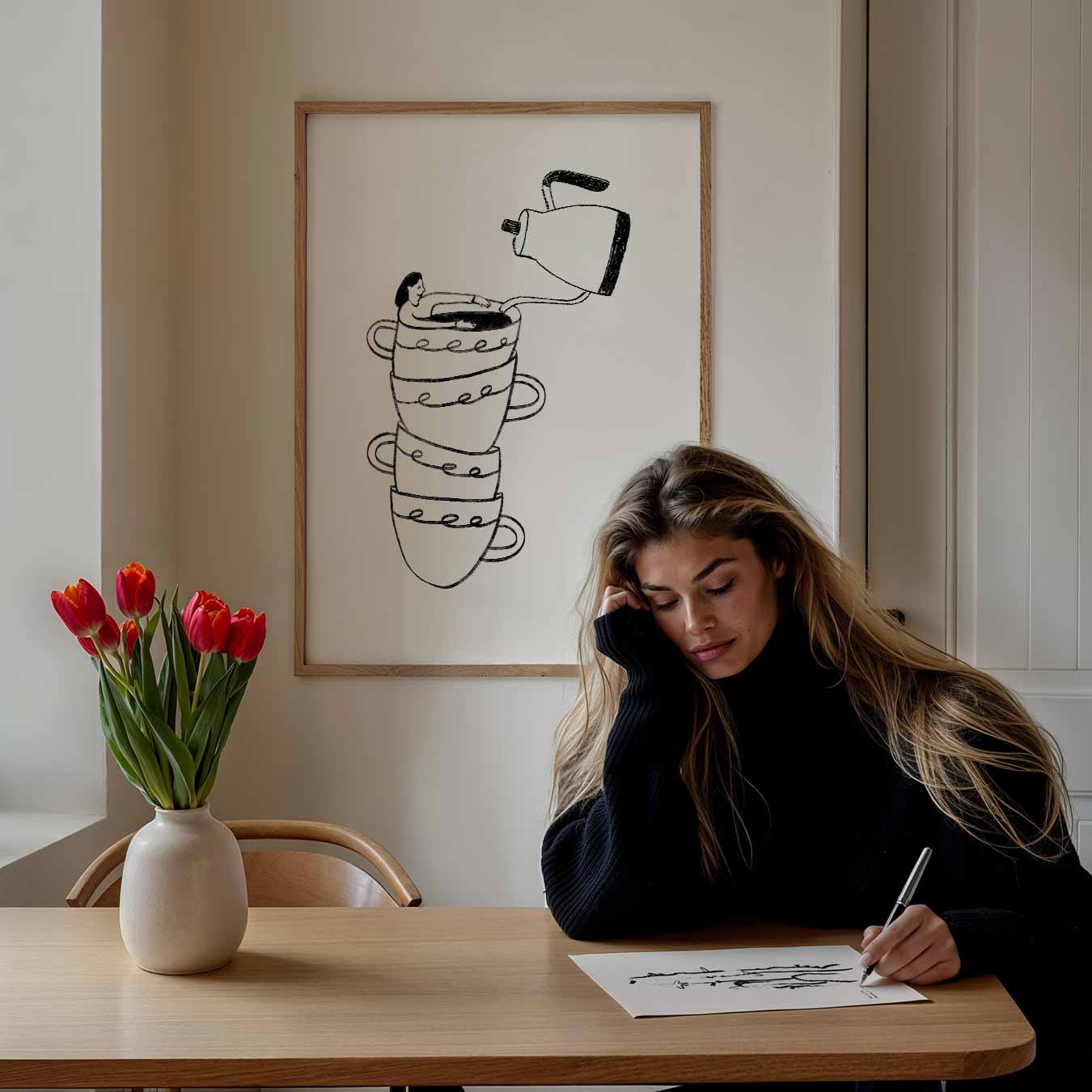 Koffiegenot Illustratie Poster