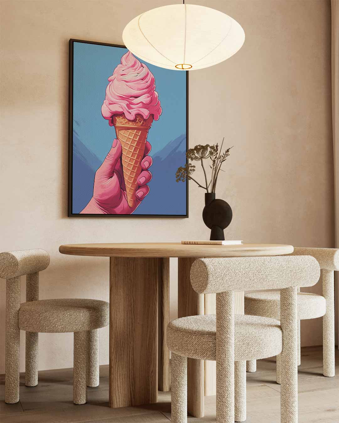 Roze IJshoorntje in de Zon Kunstwerk-canvas-dibond-plexiglas-wanddecoratie-WallArtistic