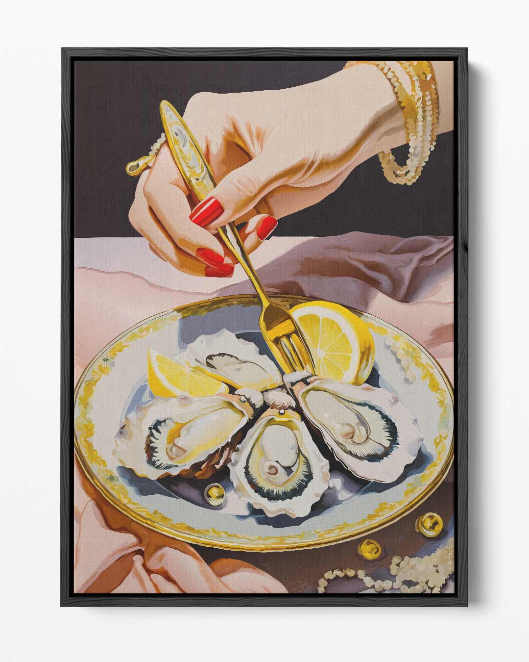 Luxe Oestermaaltijd Schilderij Kunstwerk-canvas-dibond-plexiglas-wanddecoratie-WallArtistic