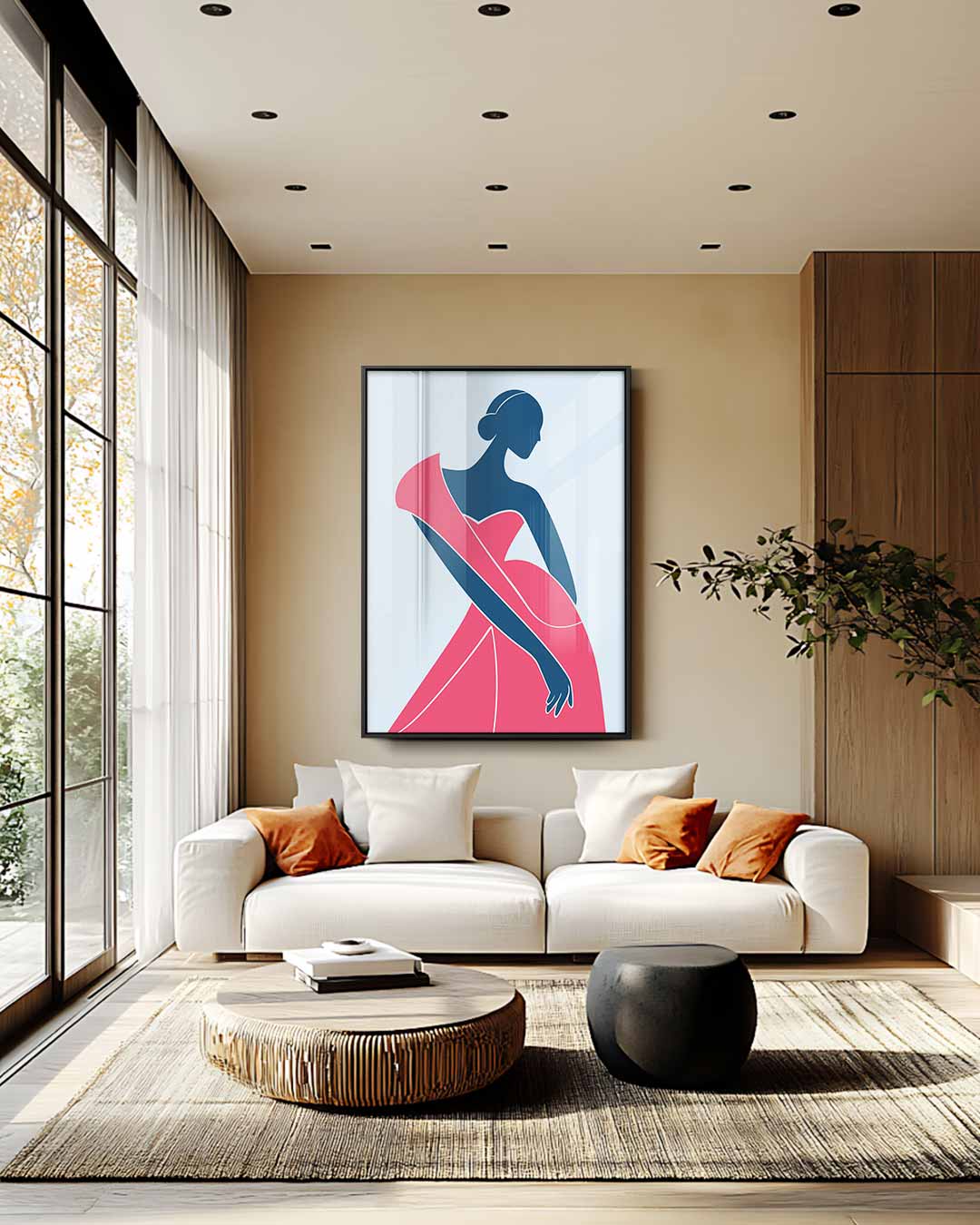 Elegante Dames Silhouet Kunstwerk-canvas-dibond-plexiglas-wanddecoratie-WallArtistic