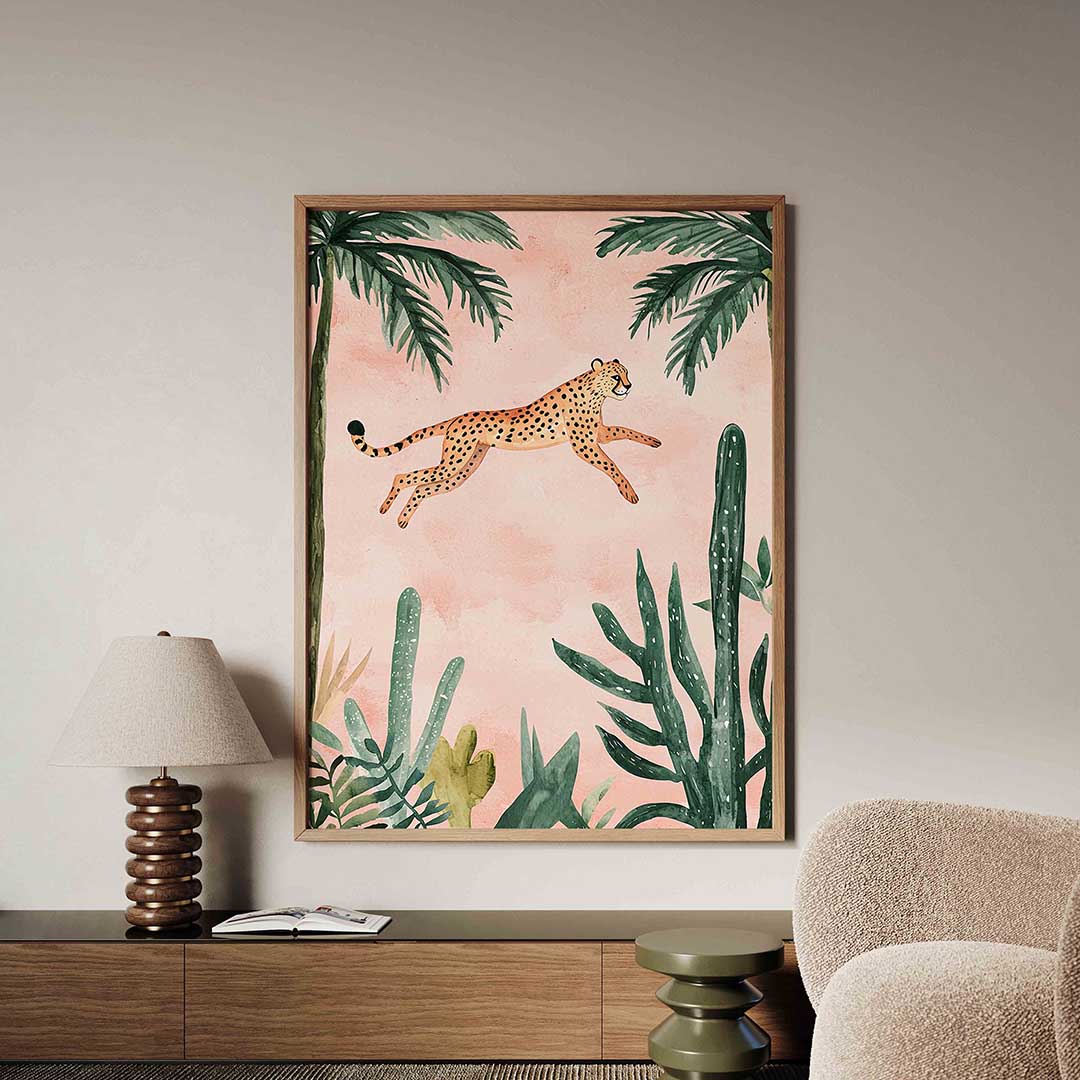 Springende luipaard Poster