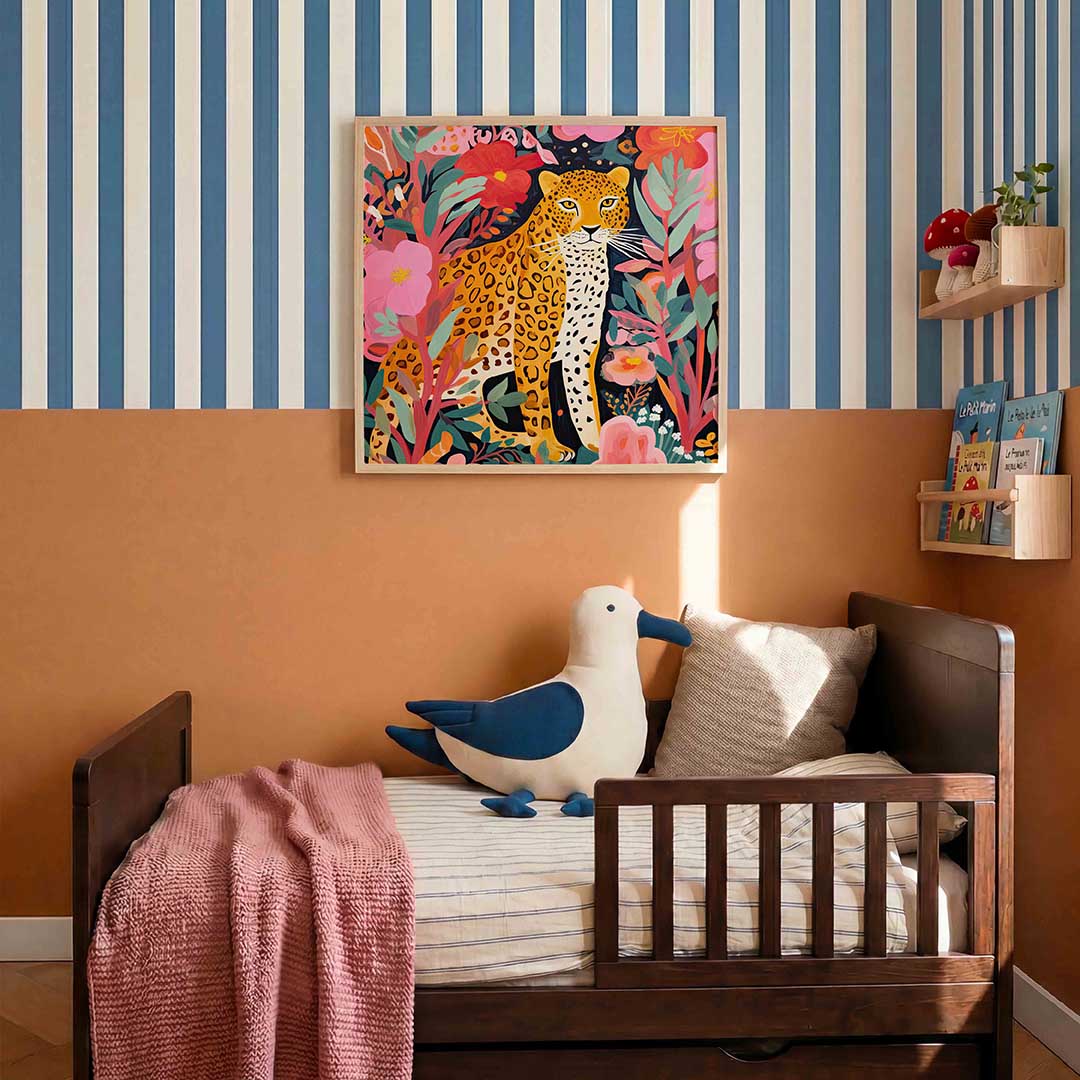 Luipaard tussen bloemen Poster