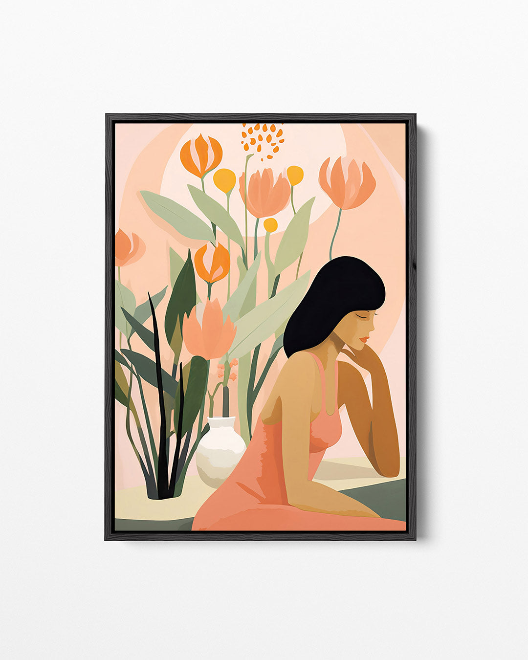 Vrouw met bloemen Kunstwerk
