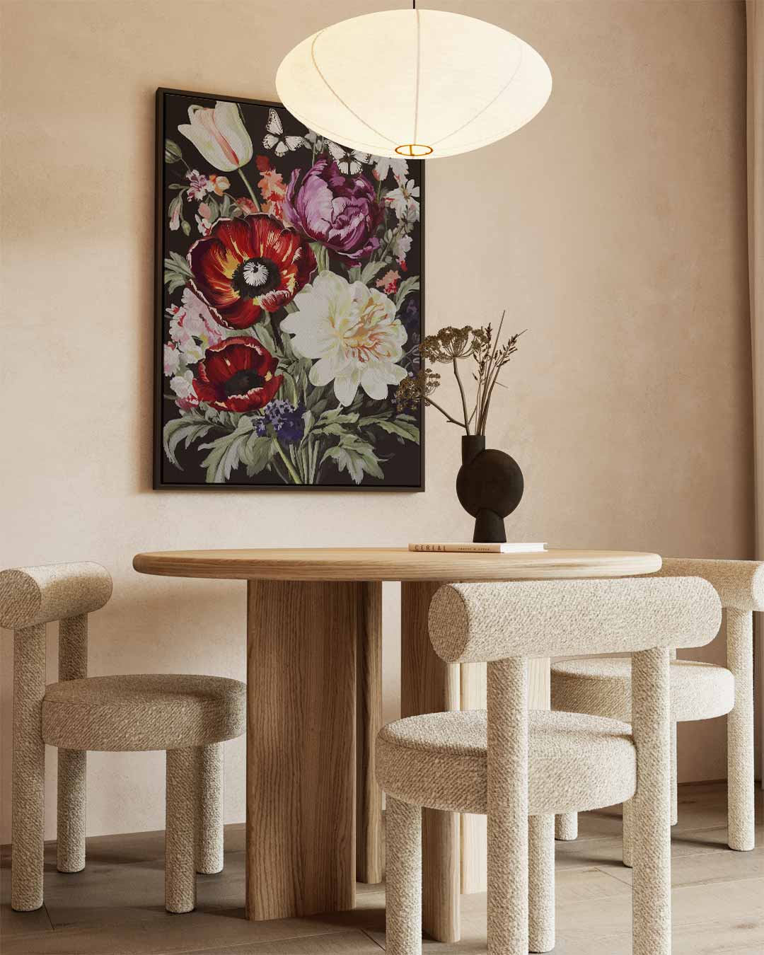 Bloemen en Vlinders Schilderij Kunstwerk-canvas-dibond-plexiglas-wanddecoratie-WallArtistic