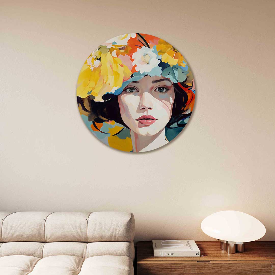 Vrouw met bloemen Muurcirkel