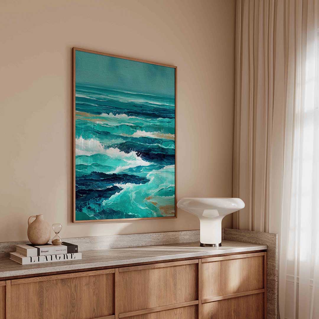 Golven in blauw Poster
