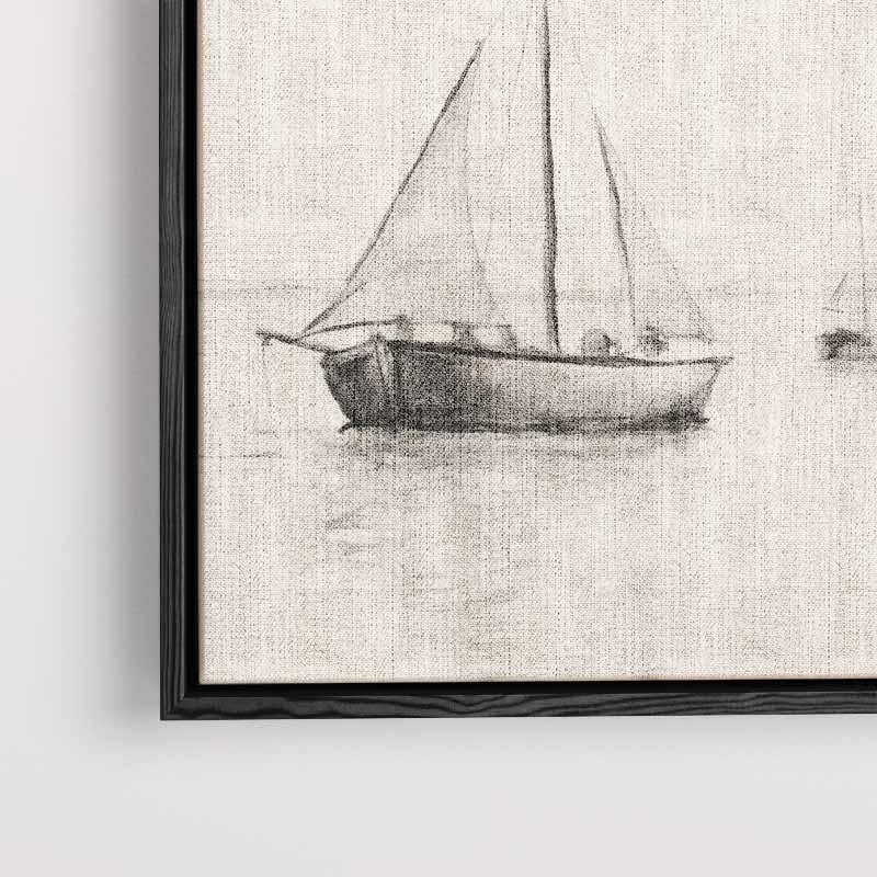 Rustige Zeilschepen op Stil Water Kunstwerk-canvas-dibond-plexiglas-wanddecoratie-WallArtistic
