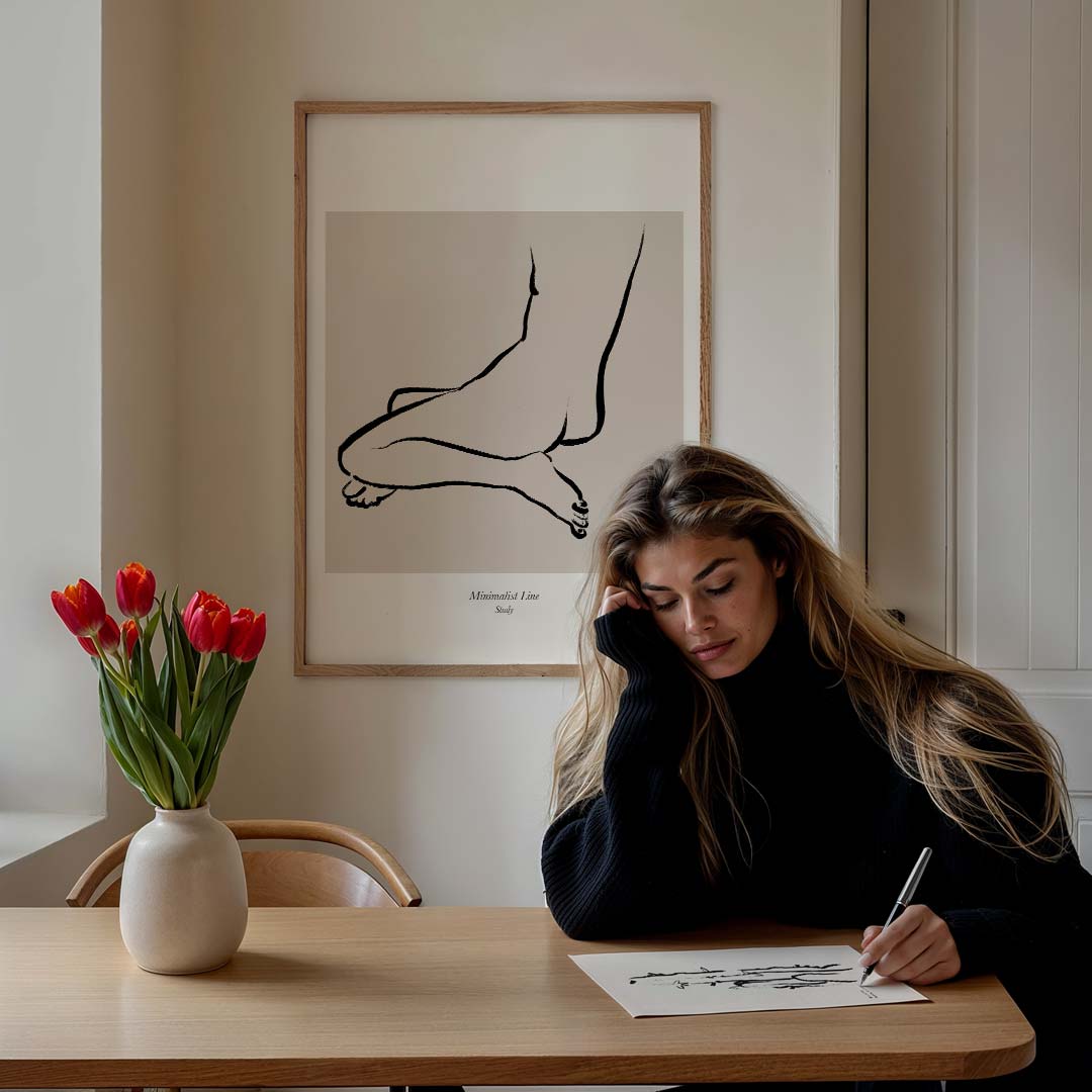 Elegante Lijntekening Vrouwelijke Vorm Poster-WallArtistic