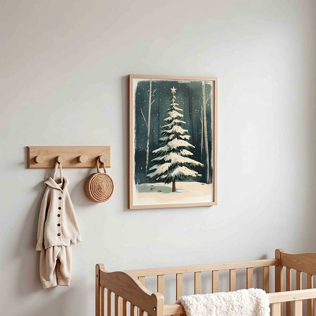 Kerstboom met sneeuw Poster