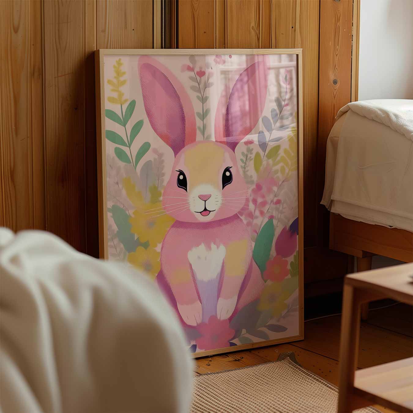 Vrolijke Bloemenkonijn Poster