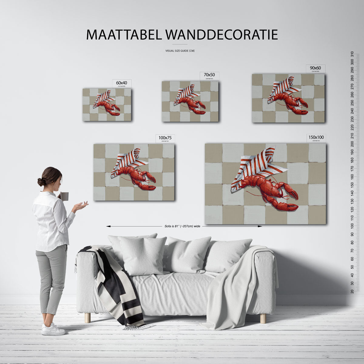 Kreeft en strepen Kunstwerk