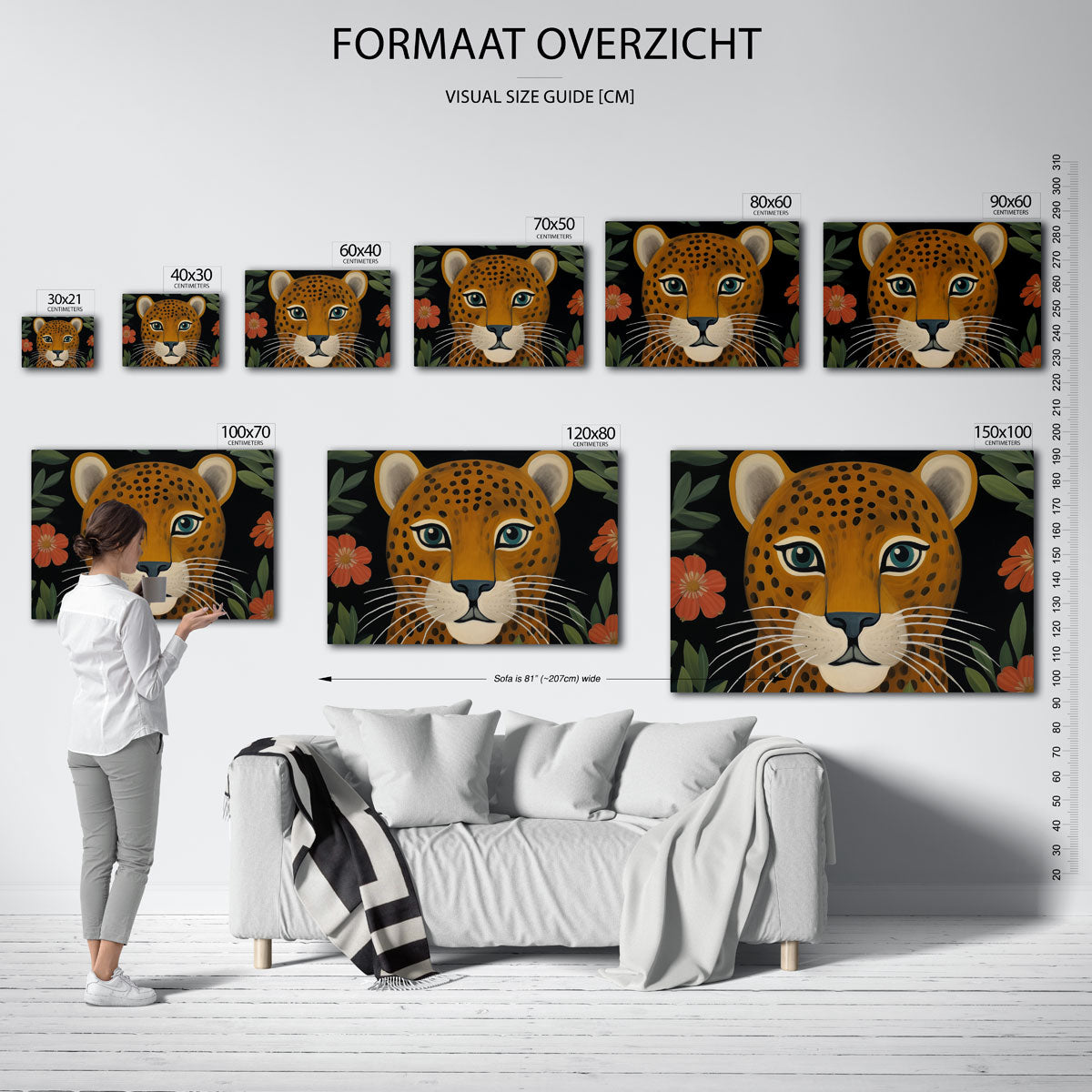 Luipaard en bloemen Poster